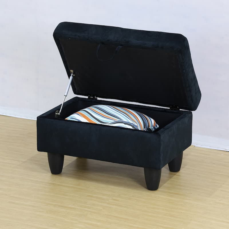 Midnight Blue Velvet Living Room Storage Ottoman