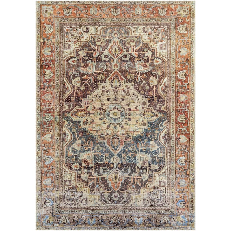 Livabliss Amelie Updated Traditional Medallion Washable Area Rug