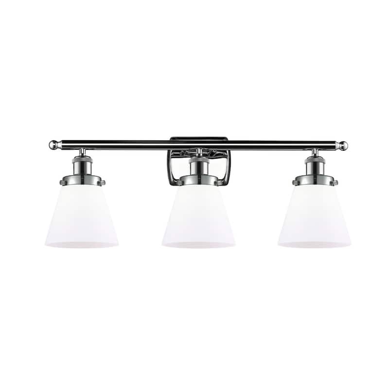 Innovations Lighting Small Cone 3 Light 26" Wide Vanity Light - Polished Chrome / Matte White