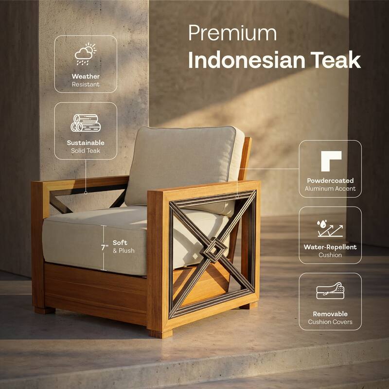 Cambridge Casual Provence Indonesian Teak 4-Piece Outdoor Conversation Set