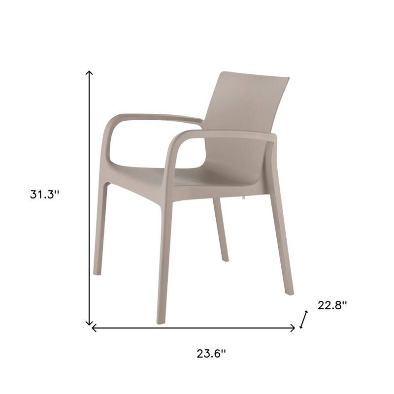 HomeRoots Set of Two Taupe Heavy Duty Plastic Outdoor Stacking Dining Chairs