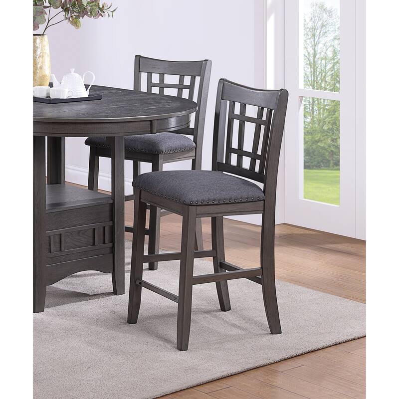 Modern Set of 2 Counter Height Dining Chairs with Padded Seat, Nailhead Trim, Solid Wood Frame for Dining Room and Bar