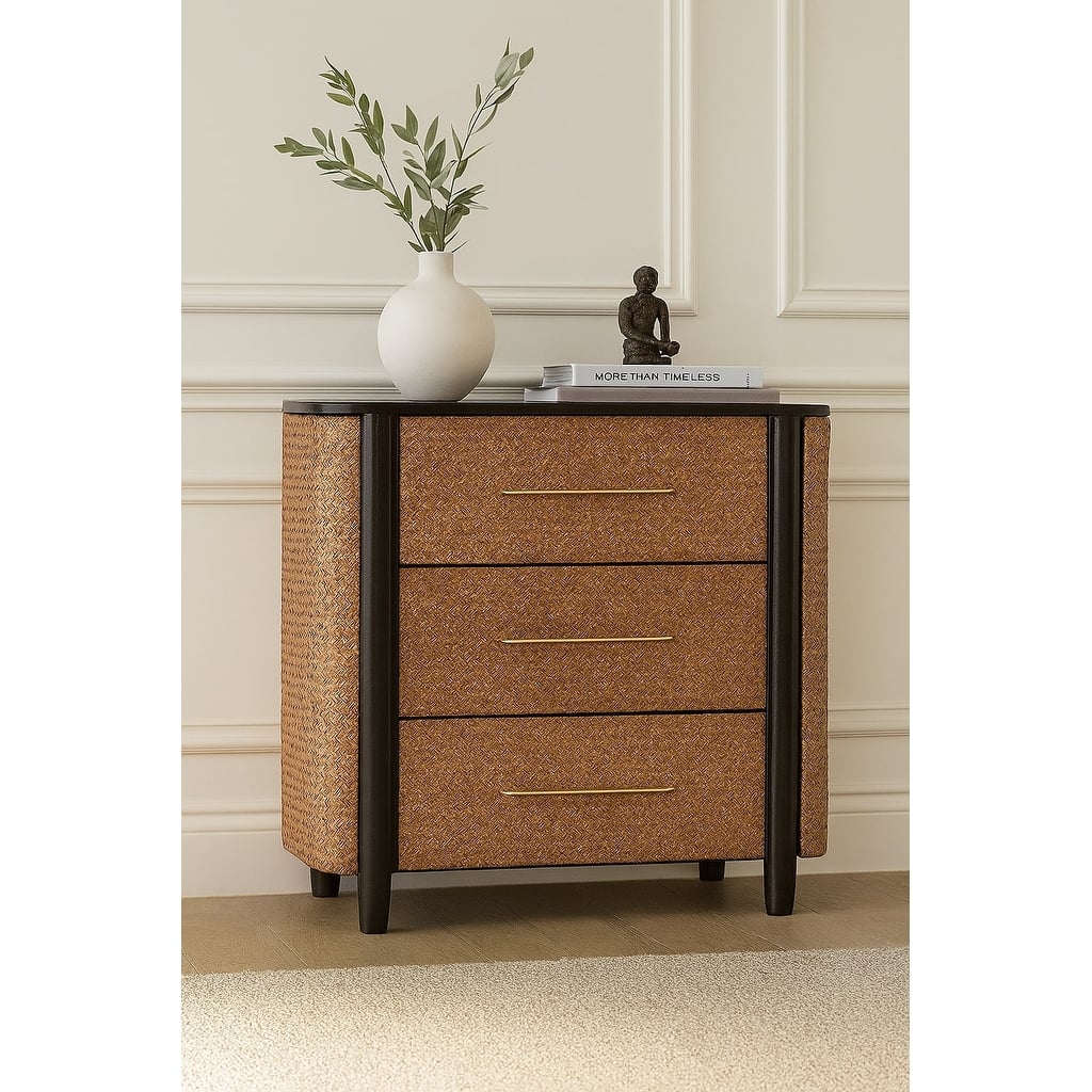 Artisan Furniture Solid Wood Havana Weave 3 Drawer Chest, Brown