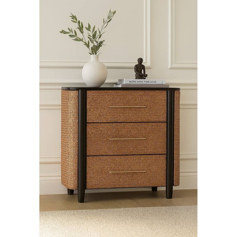 Artisan Furniture Solid Wood Havana Weave 3 Drawer Chest, Brown - Brown
