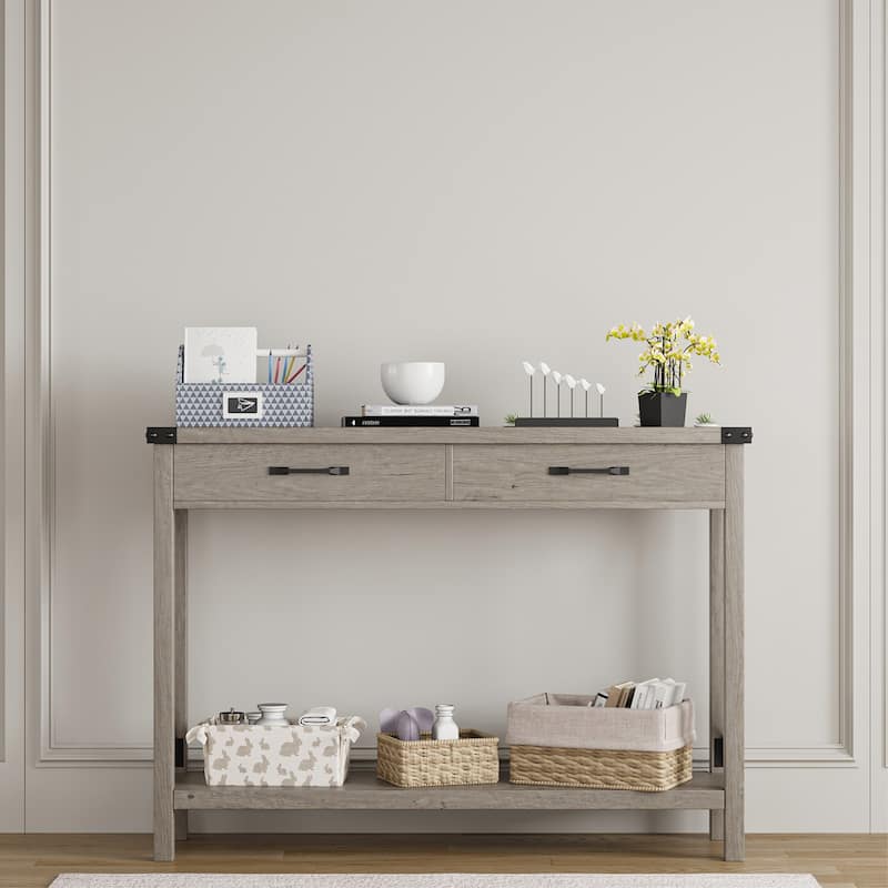 Sofa Table with Storage Shelf Side Design Accent Wood Entryway Table