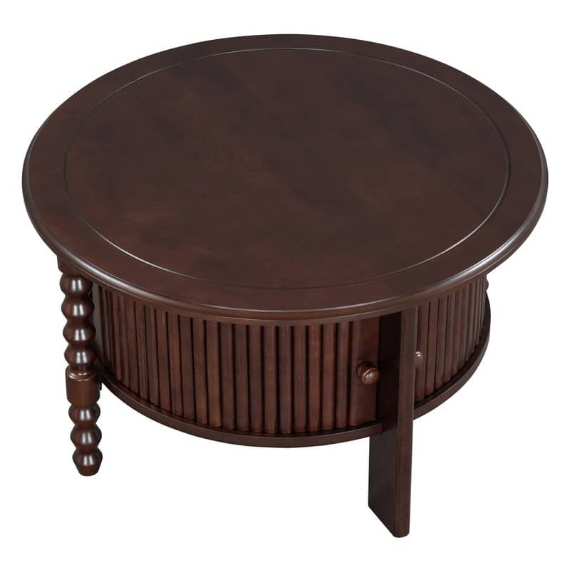 Vintage 30.3" Round Coffee Table with Hidden Storage, Mid Century Modern Style for Living Room Organization