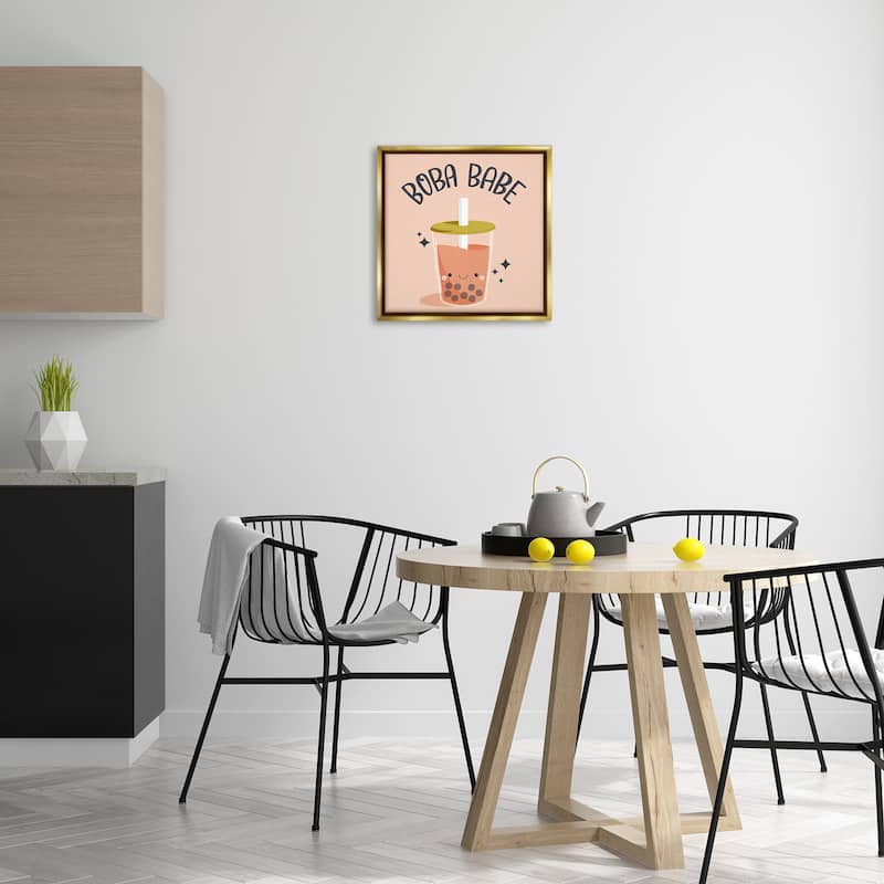 Stupell Boba Babe Bubble Tea Framed Floater Canvas Wall Art Design By Sarah Hickman