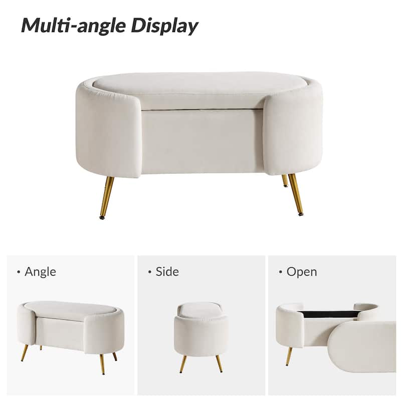 Clara 39.4" Wide Storage Bench with Metal Legs
