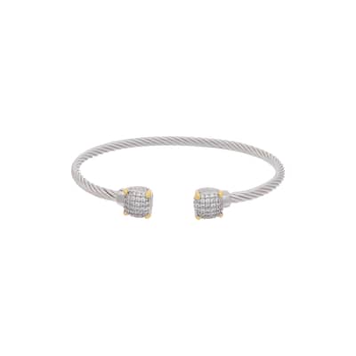 Juvell Gold Two-Tone Plated Cubic Zirconia Twisted Cable Bangle Bracelet