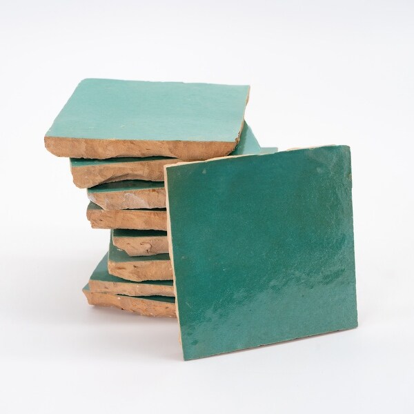 Handmade 4x4-in Moroccan Mosaic Solid Color Sea Green - Bed Bath