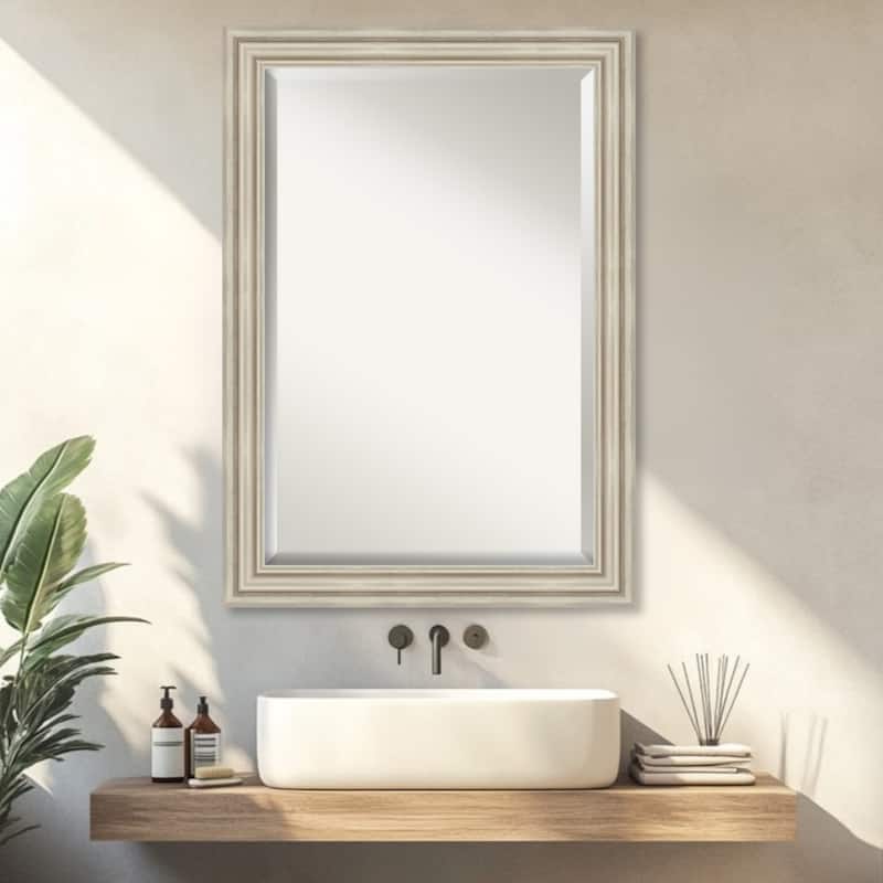 Sierra Beveled Wood Framed Bathroom Vanity Wall Mirror