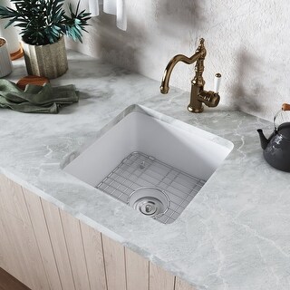DeerValley Haven Fireclay 18" Square Undermount Kitchen Sink