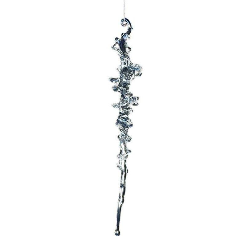 Icy Crystal Christmas Icicle Ornaments - 10" - Set of 6