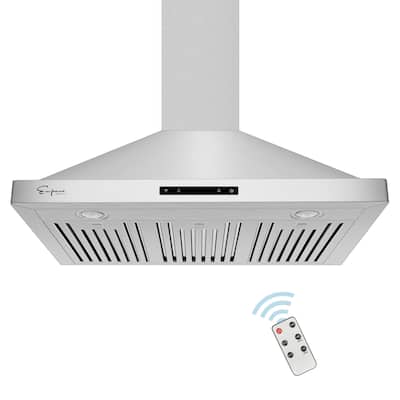 30 inch 380 CFM Convertible Wall Mount Range Hood with Ducted Exhaust Vent - Remote Controls