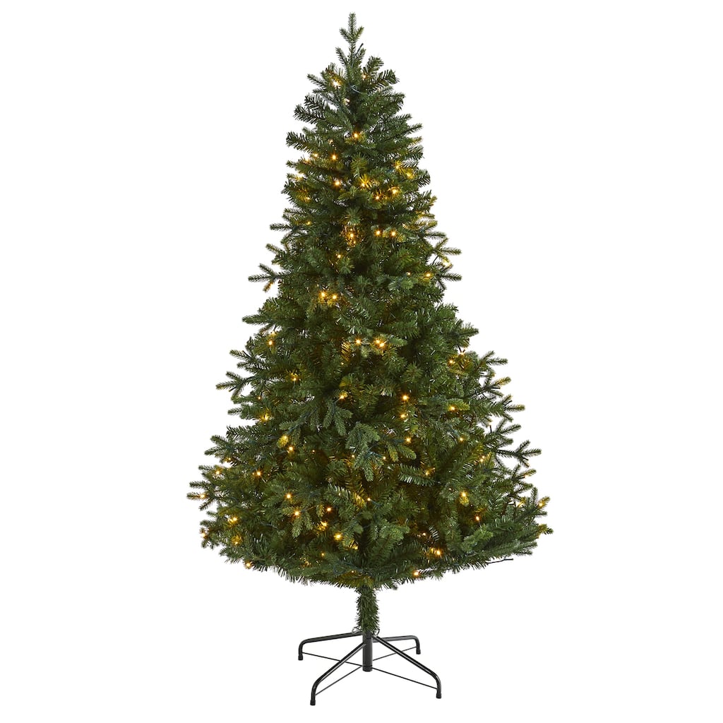6ft. Fir Artificial Christmas Tree with 250 Clear LED Lights - Classic Seasonal Holiday X-Mas Glow