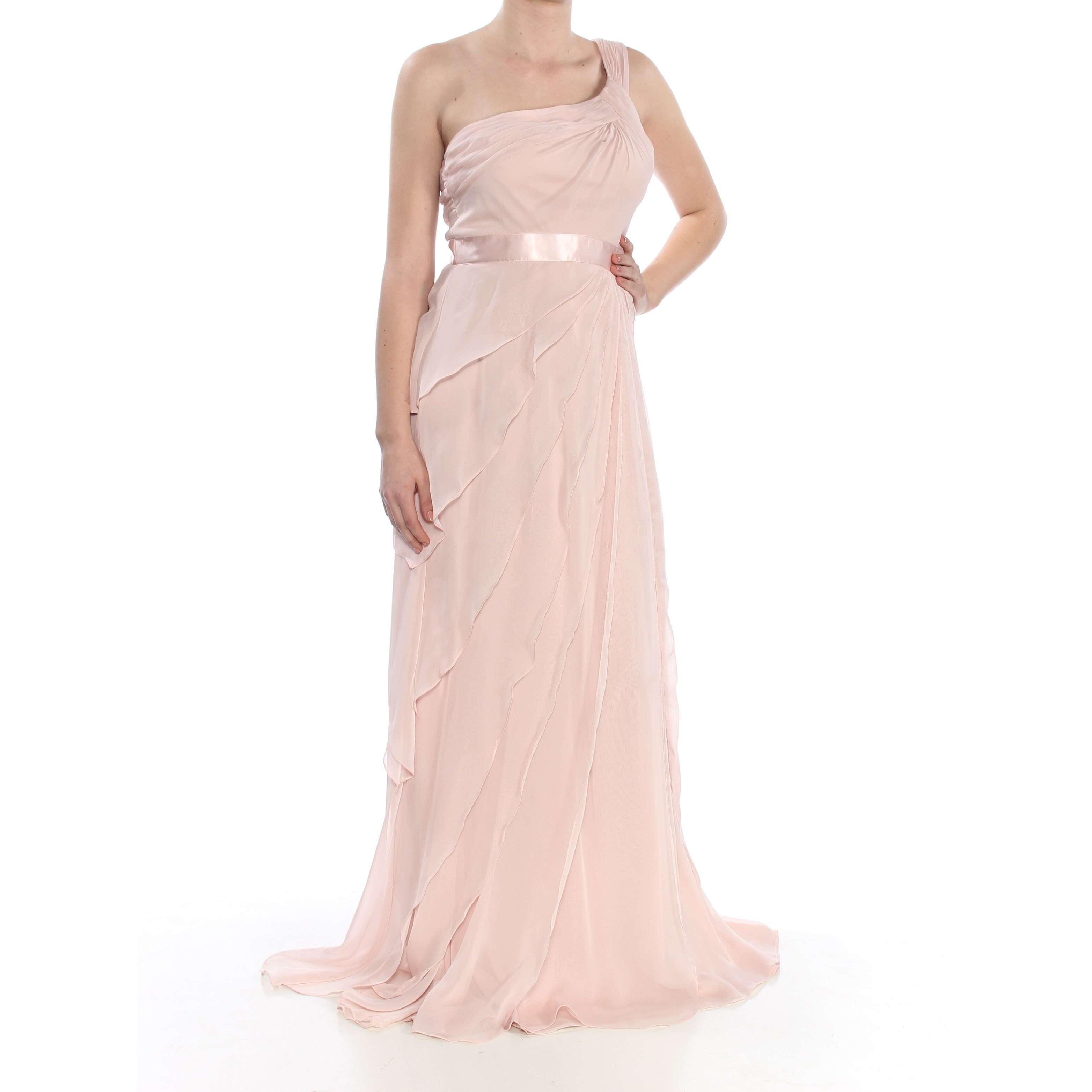 adrianna papell one shoulder tiered chiffon dress