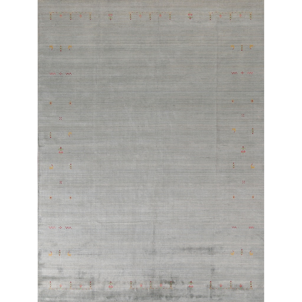 Indian Gabbeh Area Rug Handmade Wool Carpet - 8'1"x 9'9"