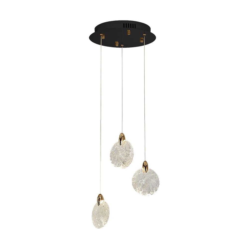 Artcraft Snowflake - Chandelier - Matte Black with Satin Brass Accent - Rock-style Cut Glassware