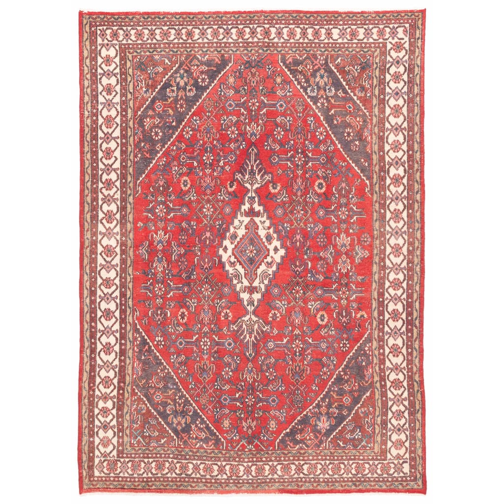 ECARPETGALLERY Hand-knotted Antalya Vintage Red Wool Rug - 6'9 x 9'4