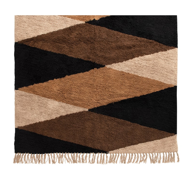 Cotton Tufted Print Rug with Fringe, Multi Color - 4' x 6'
