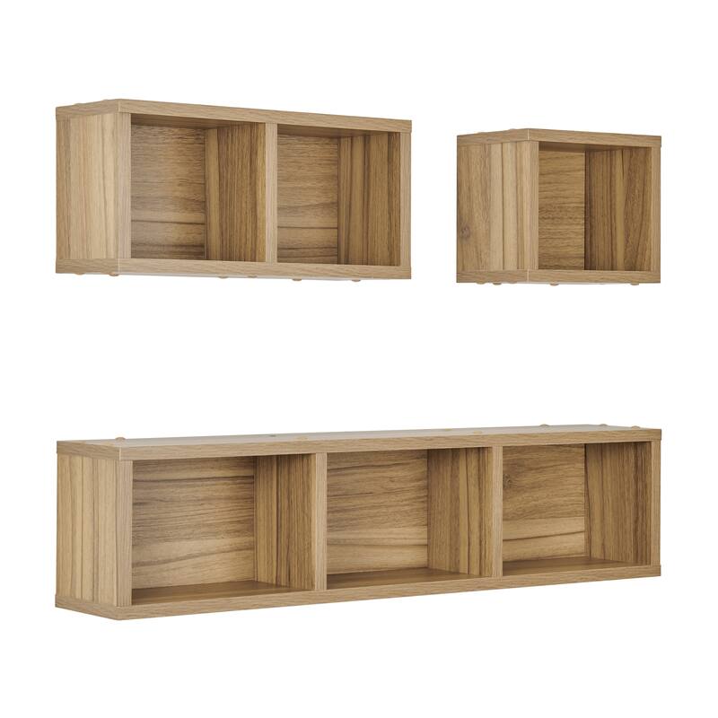 Danya B. Bauhaus Floating Geometric Cubby Wall Shelves - Set of 3 Sizes
