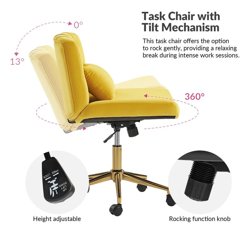 Ollie Modern Flannel Swivel Tilting Office Chair with Pillow by HULALA HOME