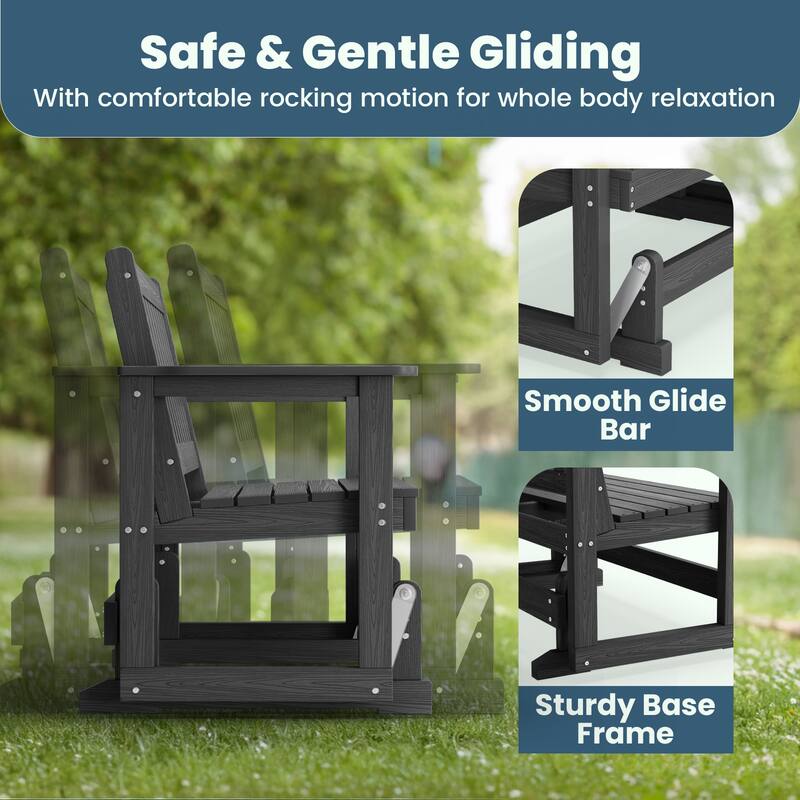 Outdoor Patio HDPE Glider Bench, Garden Rocking Bench
