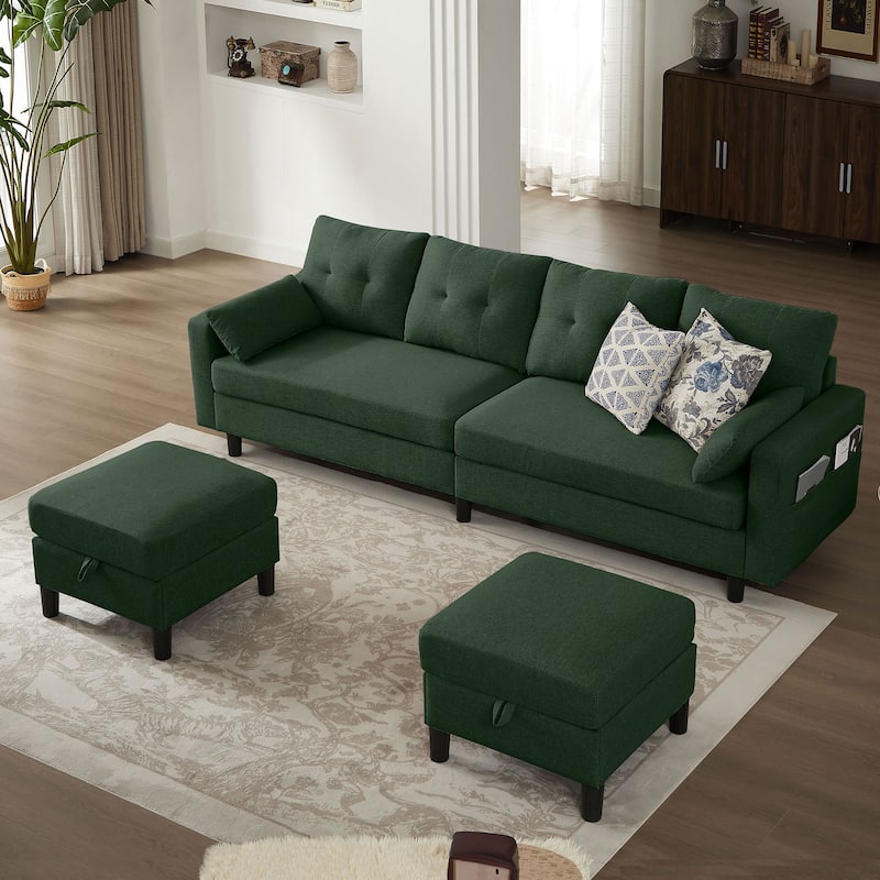 101" Sectional Sofa with Storage Ottoman