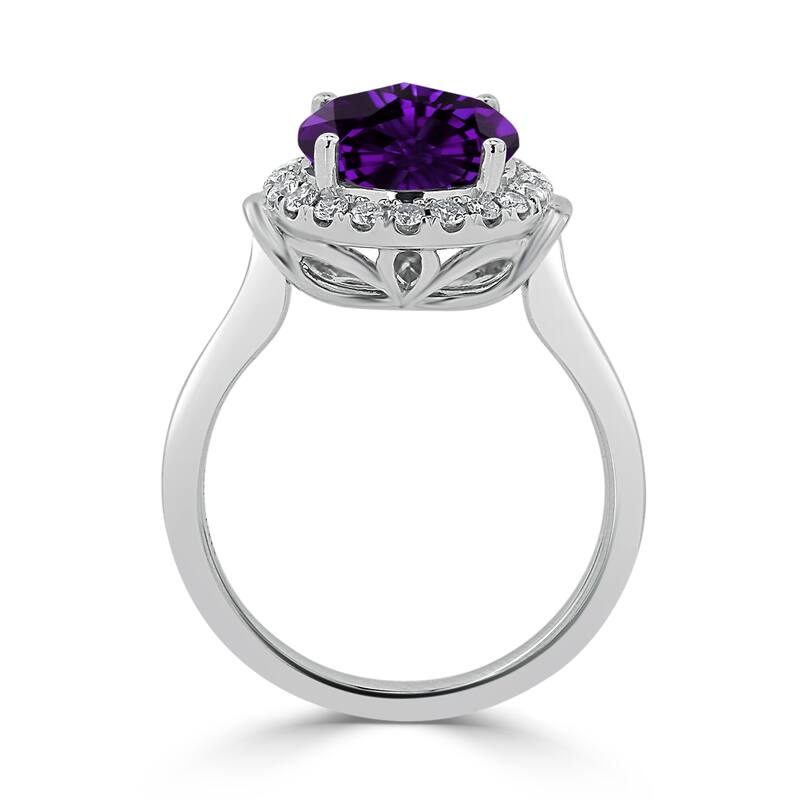 Auriya 2 1/5ct Round Purple Amethyst and Halo Diamond Engagement Ring 1/4ctw 14k Gold