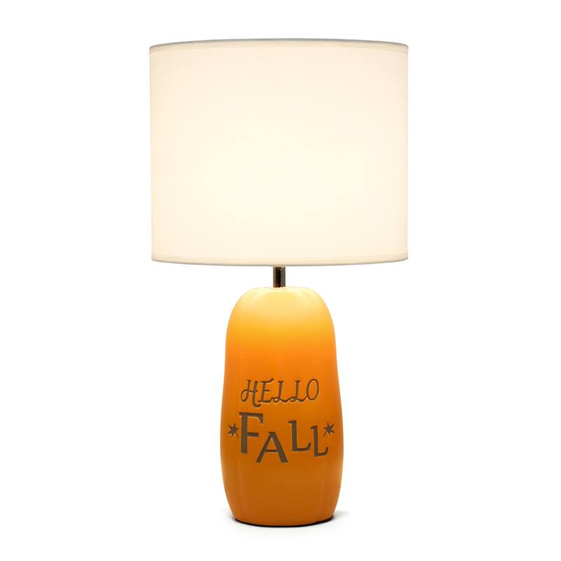 Hello Fall Pumpkin Base Table Lamp with White Drum Shade - 17.75" - Orange