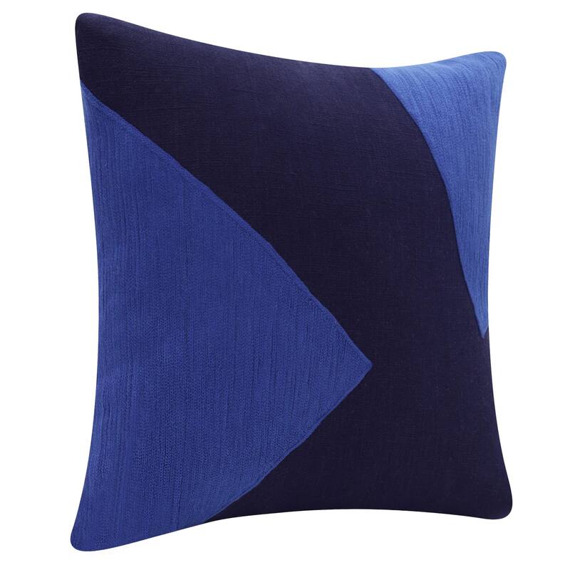 Handmade Geometric Color Block Square Throw Pillow - 20" - Blue