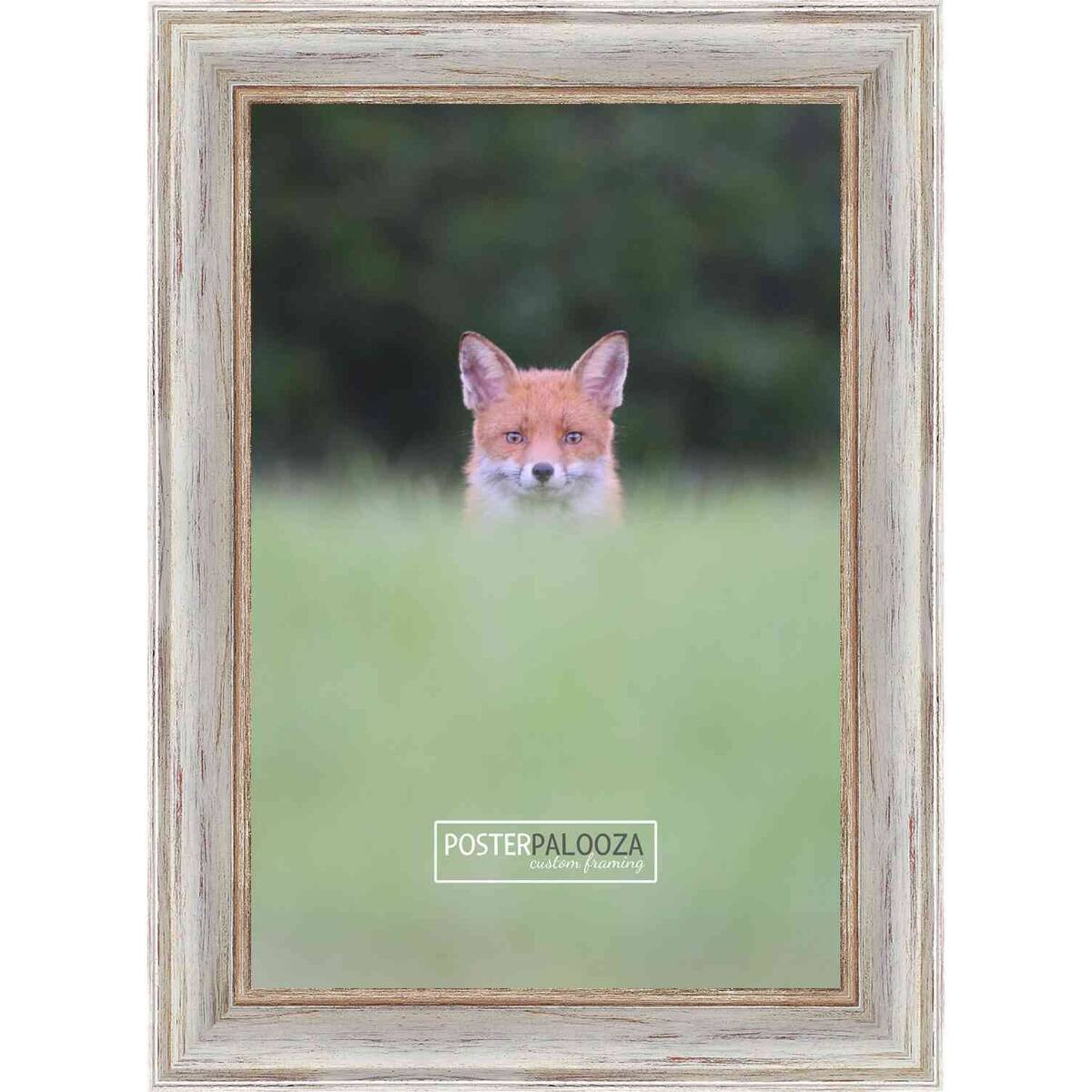 40x27 Frame Brushed White Wash Wood Picture Frame with UV Acrylic, Foam
