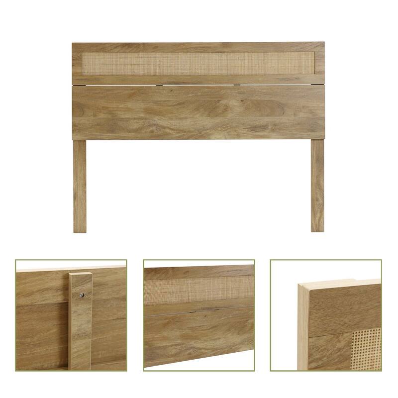 Oak Finish Headboard - Wood Top Headboard, Retro Renaissance Design, Bedroom Decor