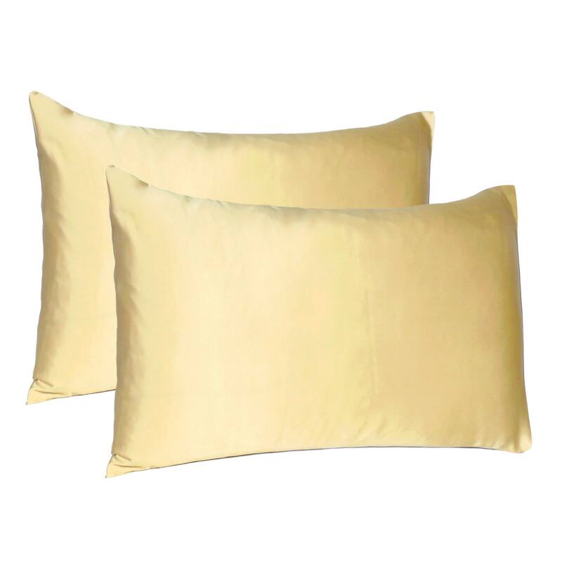 HomeRoots Apricot Dreamy Set Of 2 Silky Satin Standard Pillowcases
