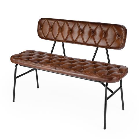 Austin Leather Button Tufted Bench
