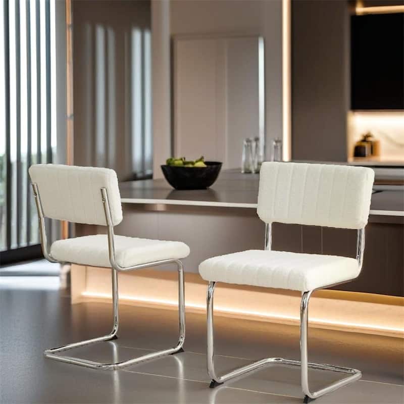 Fabric Light Luxury Dining Chair with Metal Legs(Set of 2) - N/A