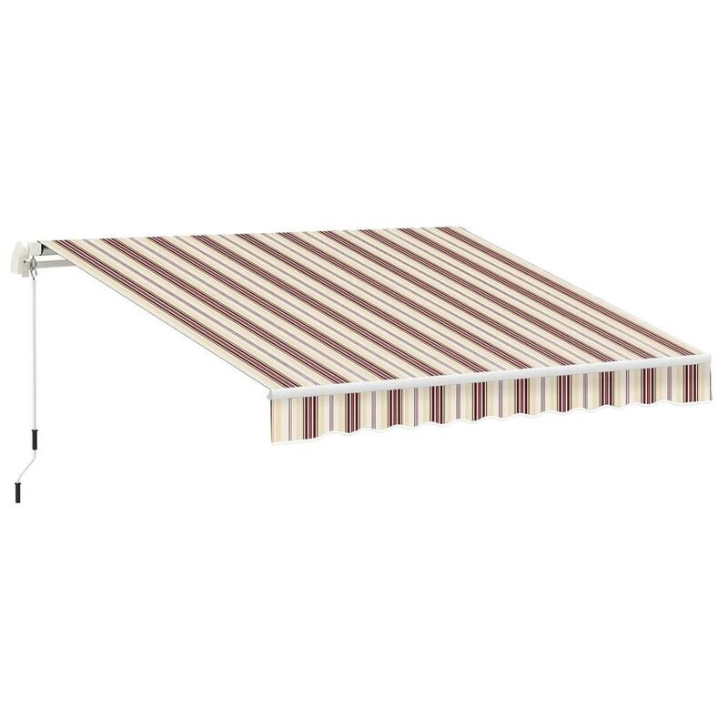 10' x 8' Retractable Patio Awning, Manual Crank, UV Waterproof Fabric