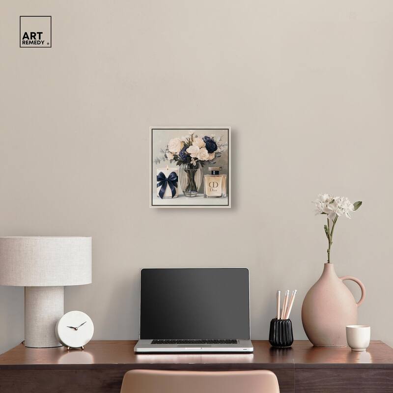 Ivory Perfume Flowers in Vase Canvas by Art Remedy