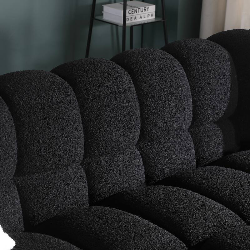 84.3" Boucle Marshmallow Sofa - 3-Seater with 35.8" Deep Seat, Ergonomic Design for US Homes and 2 Pillows