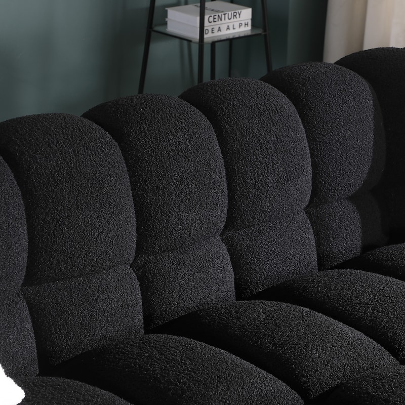 84.3 length ,35.83" deepth ,human body structure for USA people, marshmallow sofa,boucle sofa ,black color,3 seater