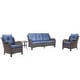 preview thumbnail 5 of 50, 4 Piece Outdoor High Back Wicker Patio Conversation Furniture Sets