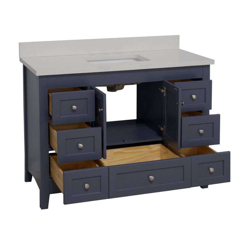 KitchenBathCollection Abbey 48" Bathroom Vanity with Quartz Top