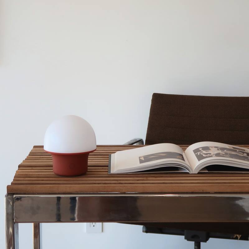 Portobello 6.6 in Sleek Matte Red Modern Portable Indoor/Outdoor Integrated LED Bedside Table Lamp with Built-In Dimmer