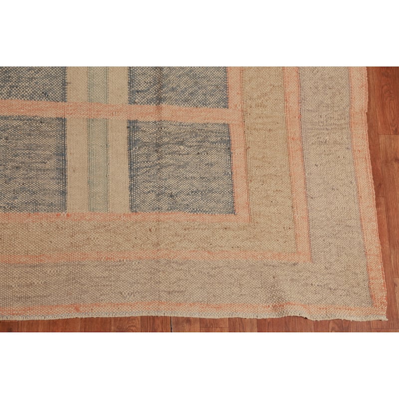 Hand Woven Oriental 100% Jute Carpet Southwestern Modern Beige & Ivories Kilim Area Rug - 10' 0'' X 8' 11''