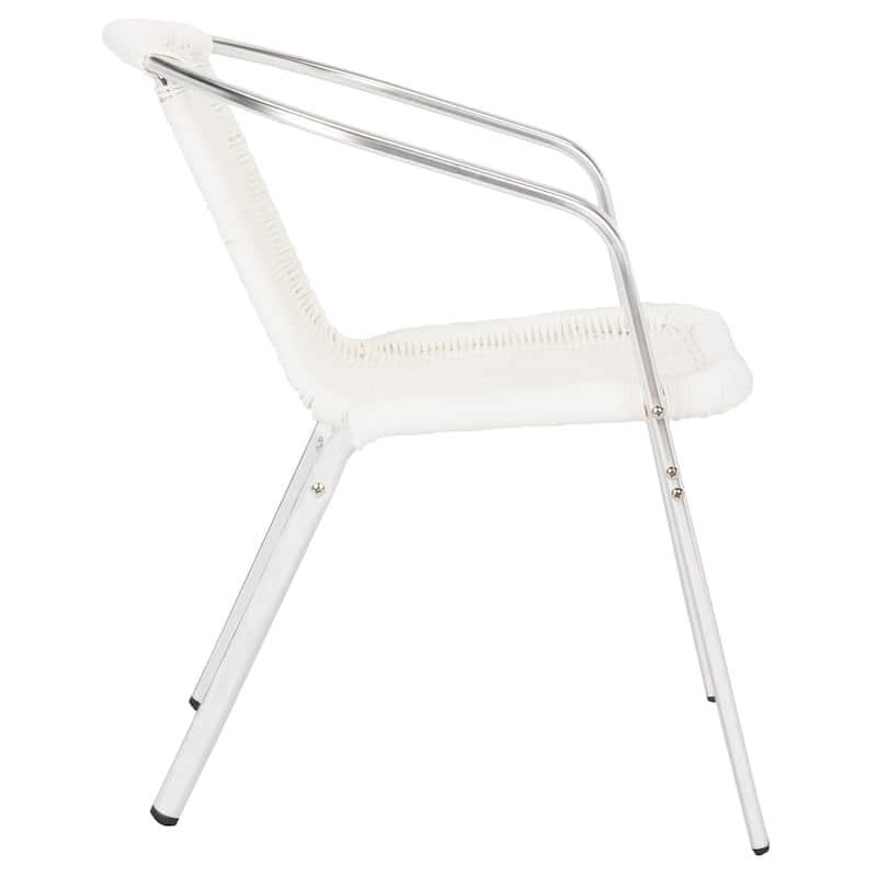 SAFAVIEH Wrangell Indoor-Outdoor White Stacking Armchair (Set of 2) - 22"W x 23"D x 28"H