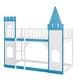 preview thumbnail 15 of 16, Fantasy Castle Twin Bunk Bed, Wooden Twin Over Twin with Guardrails, Ladders, and Play Space