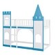preview thumbnail 6 of 16, Moden Style Twin Over Twin Bunk Bed, Castle-like Bed with Guardrails and Door & Windows, Easy to Assemble
