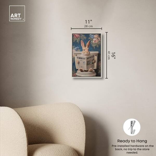 dimension image slide 8 of 24, Rabbit in Garden Toilet Bathroom Wall Art Canvas Print by Art Remedy