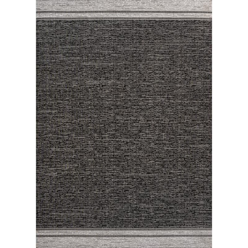 JONATHAN Y Darcy Modern Minimalist Mingled Solid Black/Cream Indoor/Outdoor Area Rug - 3 X 5 - Black/Cream