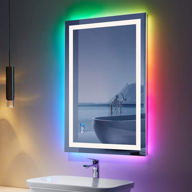 LED & RGB Lighted Anti-Fog Temperd Glass Wall Bathroom Vanity Mirror